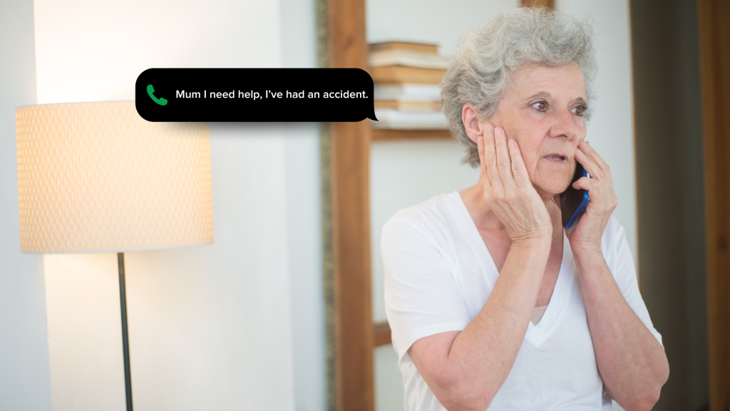 Scam victim on the phone to an AI generated voice of her daughter.